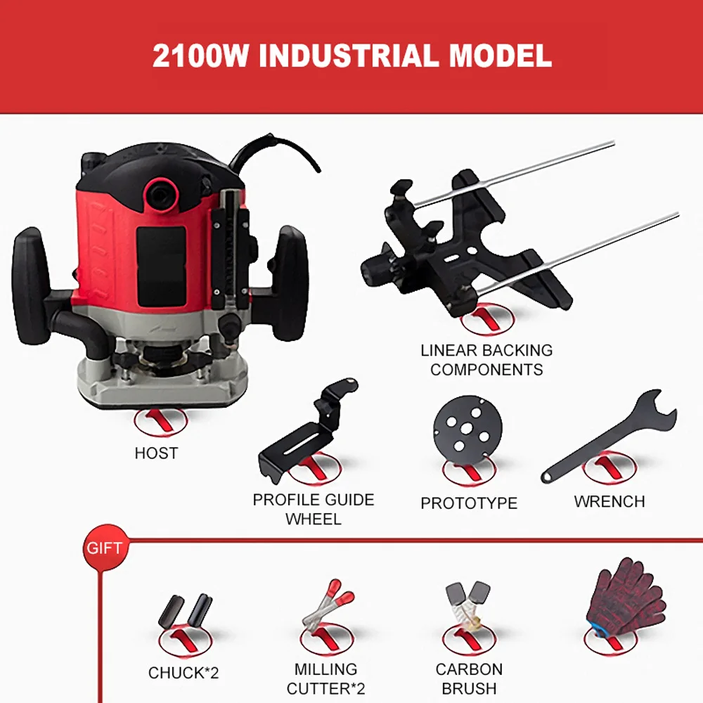 220V 2100W Woodworking Electric Router trimmer Wood Milling Engraving Slotting Trimming machine Hand Carving Carpentry