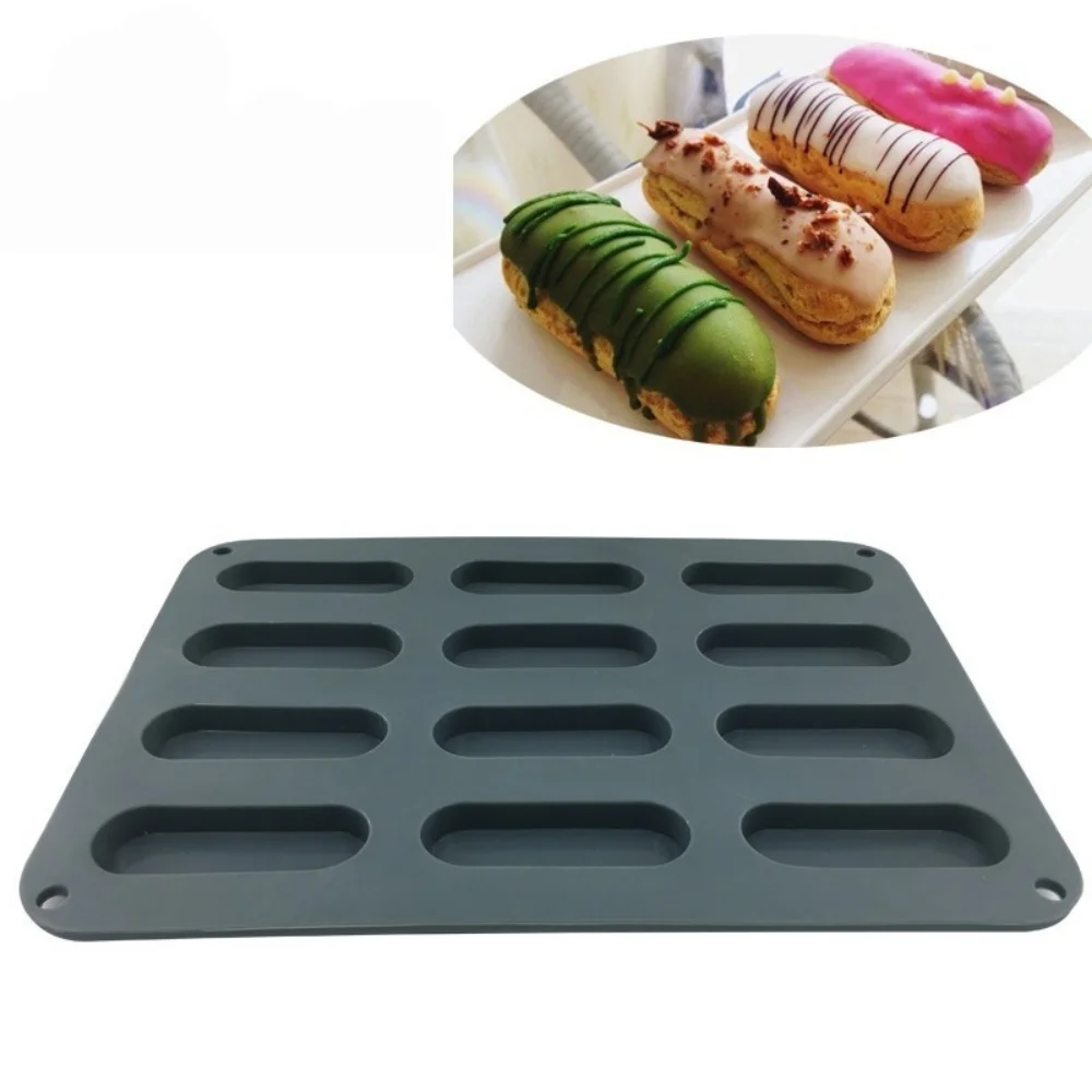 New Arrival Silicone Finger Eclair Mold Non-Stick Long Oval Bar Mould For Mini Finger Cake Chocolate Biscuit Dessert Baking Tool