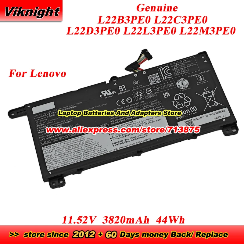 

Оригинальный аккумулятор L22B3PE0 L22C3PE0 L22D3PE0 L22L3PE0 L22M3PE0 11,52 В 3820 мАч 44 Втч для ноутбука Lenovo ThinkBook 14 G6 ABP IRL