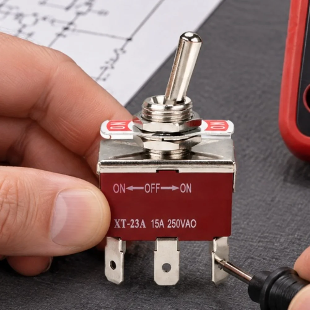 2Pcs 3 Position 6 Pin For Toggle Switch 15A 250V Quick Connect Terminals Flame Retardant Nylon For Electrical Control Parts