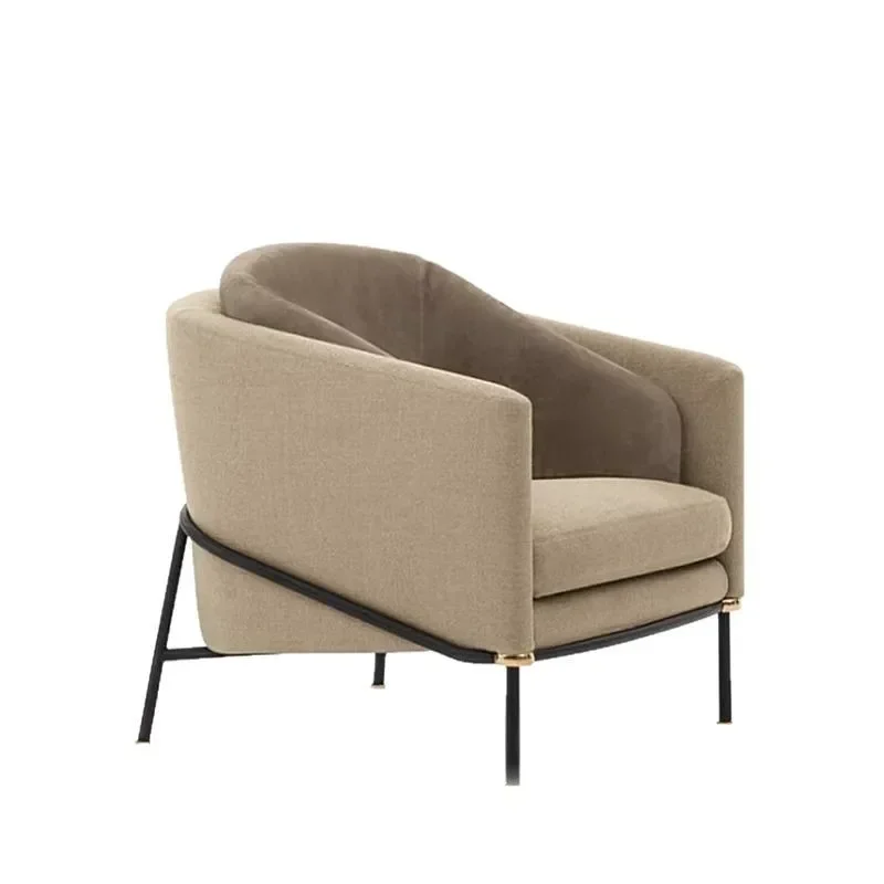 

Single sofa chair Nordic modern, simple, leisure chair lazy back chair wrought iron cloth, small apartment bedroom