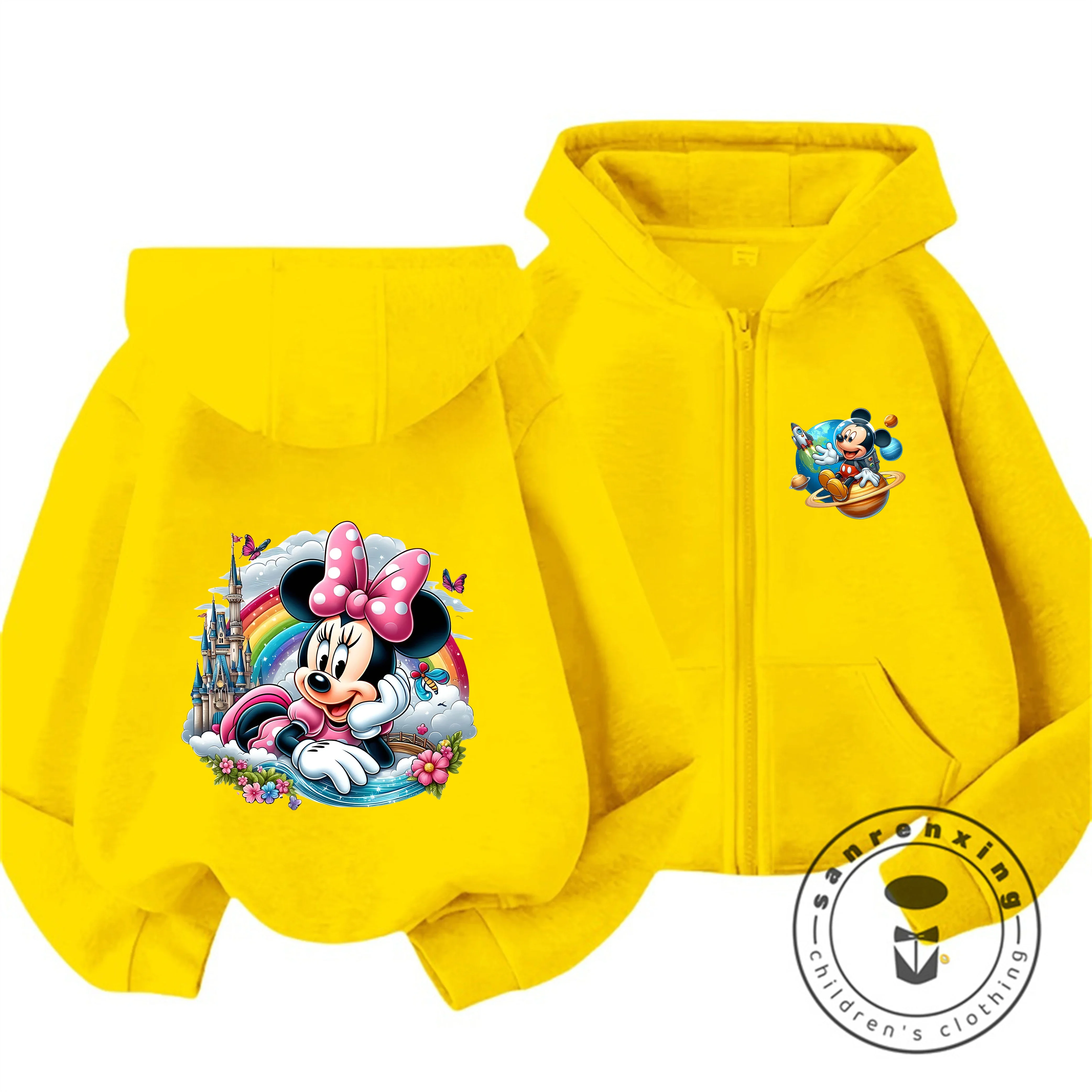 

Kids Mickey Mouse Zipper Hoodie 3-14Y Autumn Winter Boys Girls Cute Fashionable Street Hot Warm Casual