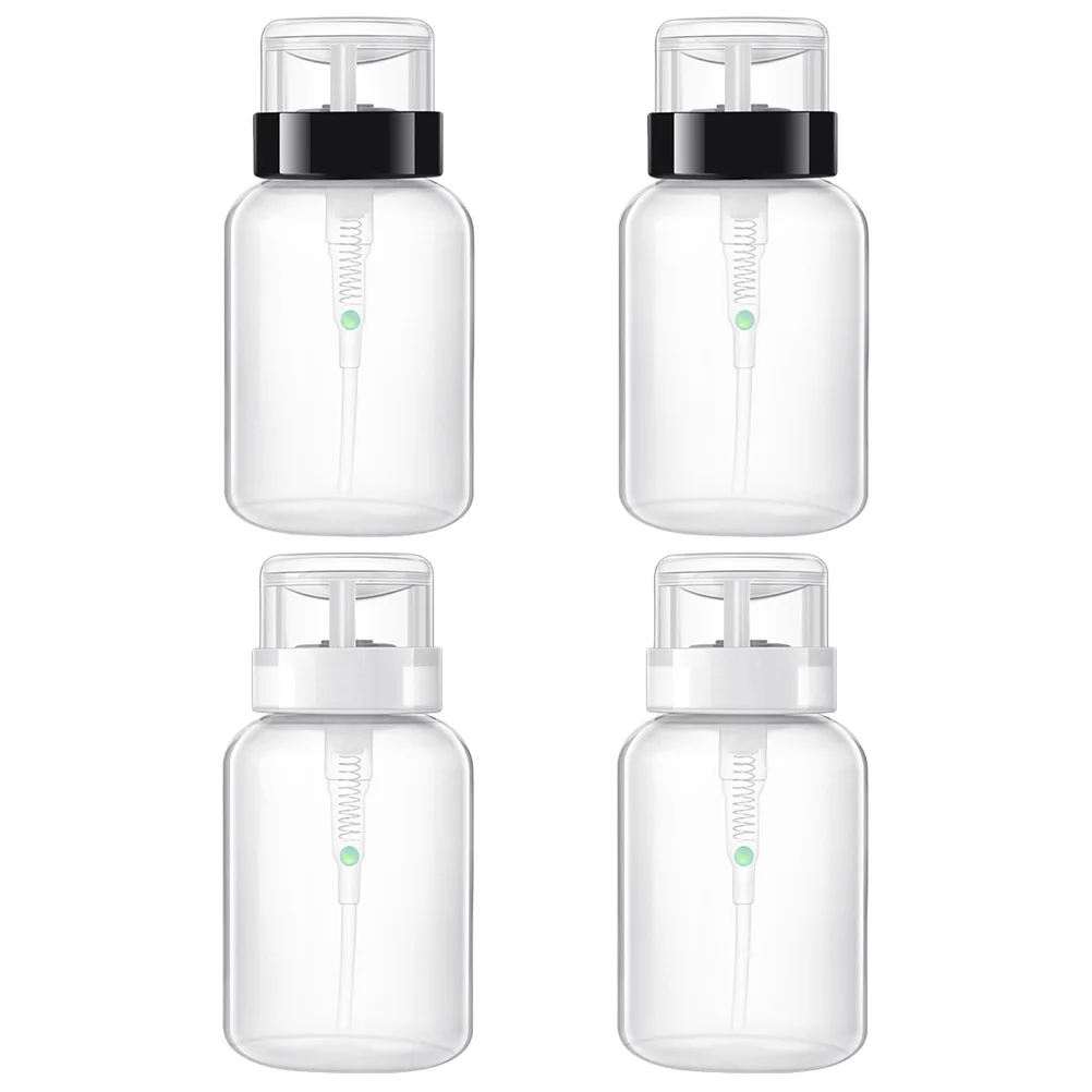 4 pz 200 Ml Polish Remover Bottiglia Dispenser Pompa Con Serratura Presse Top Contenitore di Immagazzinaggio di Liquidi Subimballaggio Design Per Nail Art