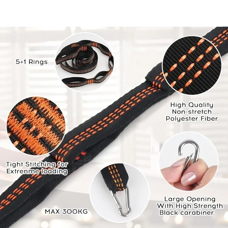 

Strong Hammock Hanging System Adjustable Straps for Backyard Camping Use