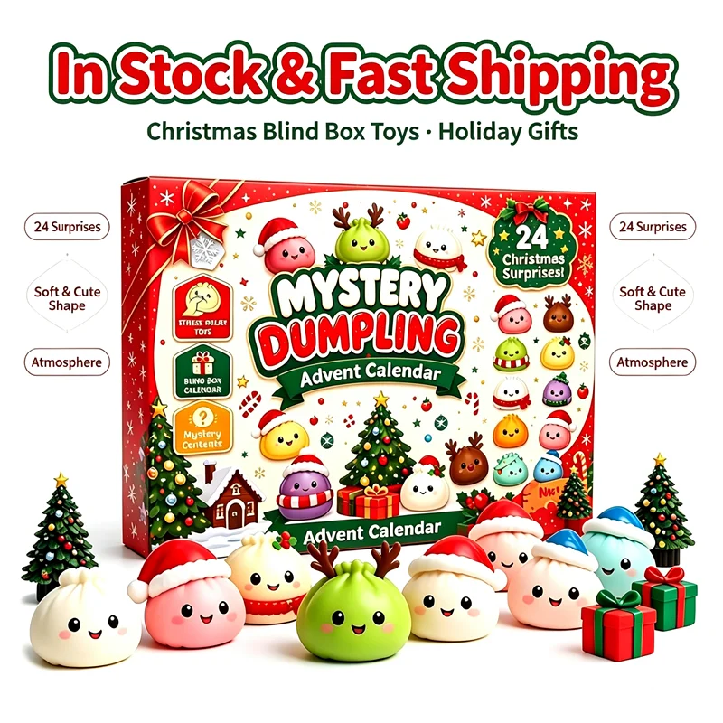 New Arrival Christmas Advent Calendar 24 Styles Christmas Countdown  Blind Box, DIY Dumpling Squishy Toy Blind Bag Holiday Gift