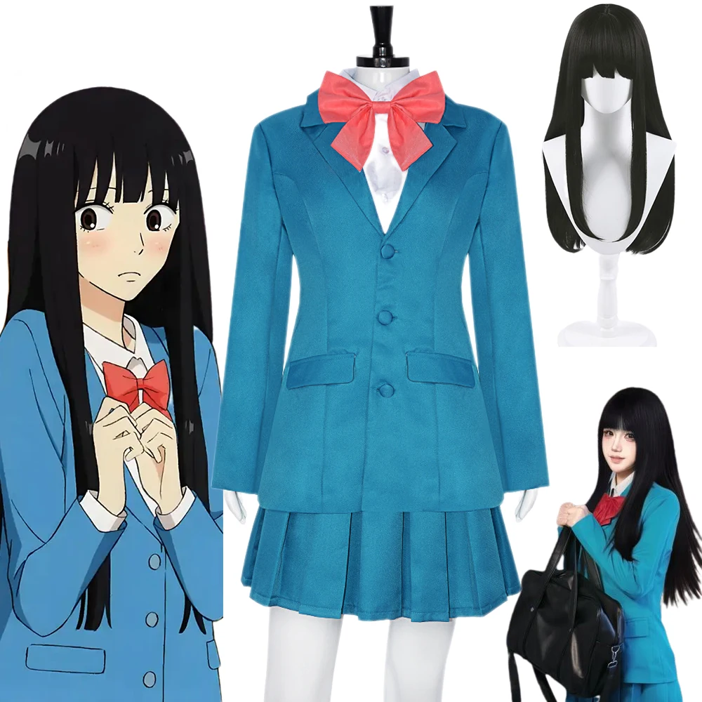 

Аниме Kuronuma Sawako Косплей Костюм Парик Kimi ni Todoke From Me to You JK Школьная форма для девочек Юбка Рубашка Костюм для вечеринки на Хэллоуин