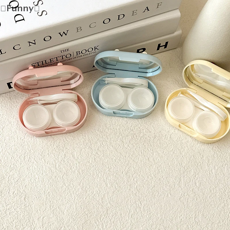 

〔Funny〕Candy Color Contact Lenses Box Bow Portable Contact Lens Case With Tweezer Remover Tool Stick Set For Travel Kit Holder