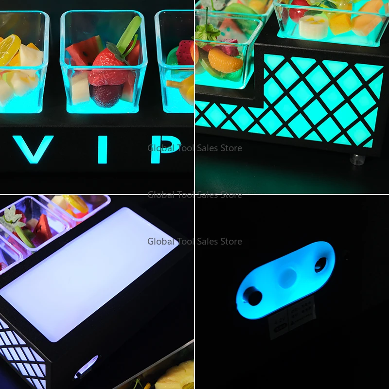 طبق تقديم صينية الفاكهة LED المربعة لكبار الشخصيات للوجبات الخفيفة مثالي لملهى الليل KTV #3