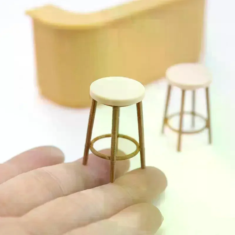 3개 세트 플라스틱 가구 놀이집 미니어처 테이블 의자 1:12 스케일 인형집 바 카운터 장면 모델 인형집 액세서리