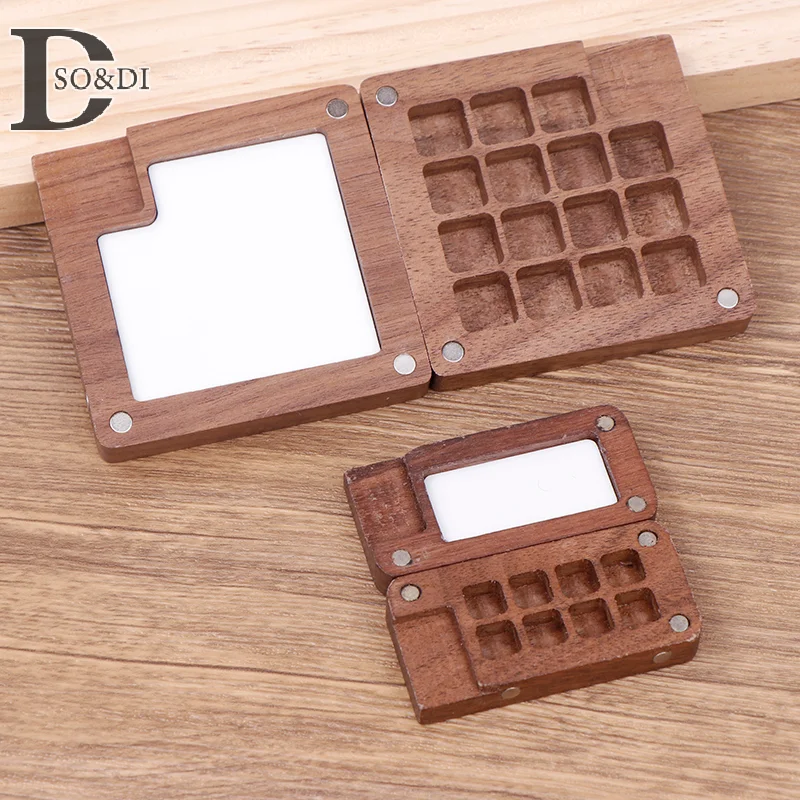 Portable Watercolor Palette Paint Box Handmade Empty Box Mini Black Walnut Palette Acrylic Painting Board Paint Accessories