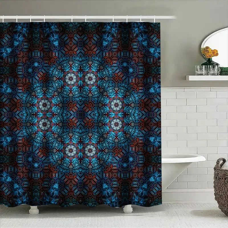 

Винтажный коврик для ванной в стиле бохо, нескользящий коврик с принтом для декора ванной комнаты синего и красного цвета, мягкие коврики из микрофибры (размер 150x240 см)