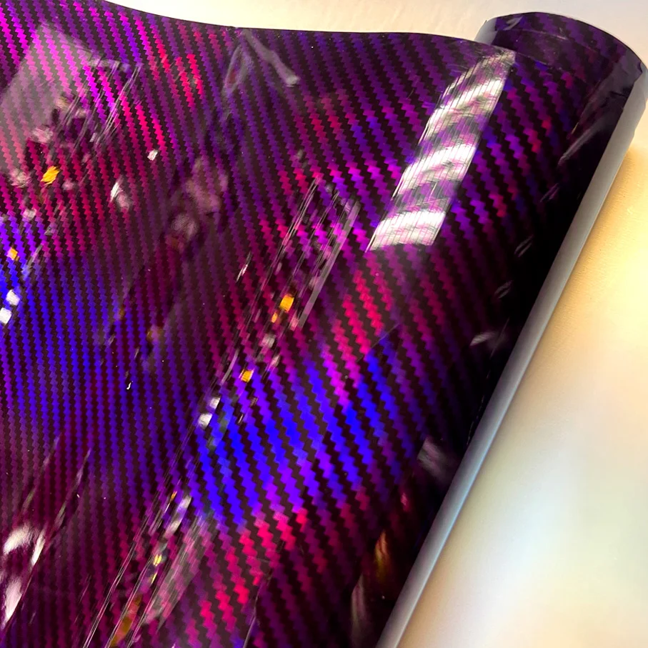 

New Arrival Rainbow Carbon Fiber Purple Stickers for Car Film Cover Automotive Sticker Adhesive Vinyl for Motorcycle Wrap
