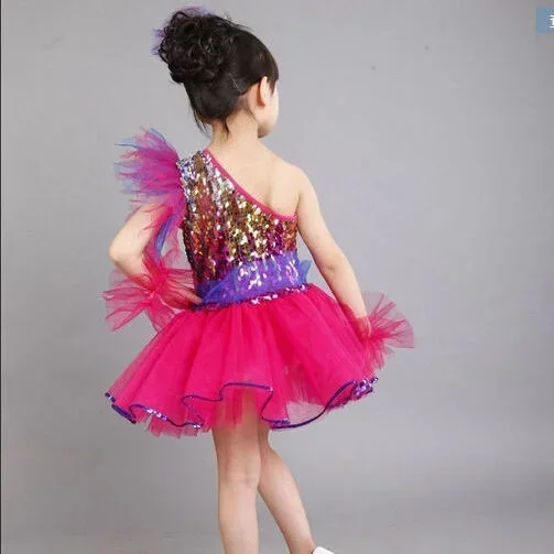 أزياء مسرح أداء الأطفال للفتيات الزي الترتر فساتين الشاش التنانير المنفوشة رياض الأطفال الفتيات ملابس رقص الجاز