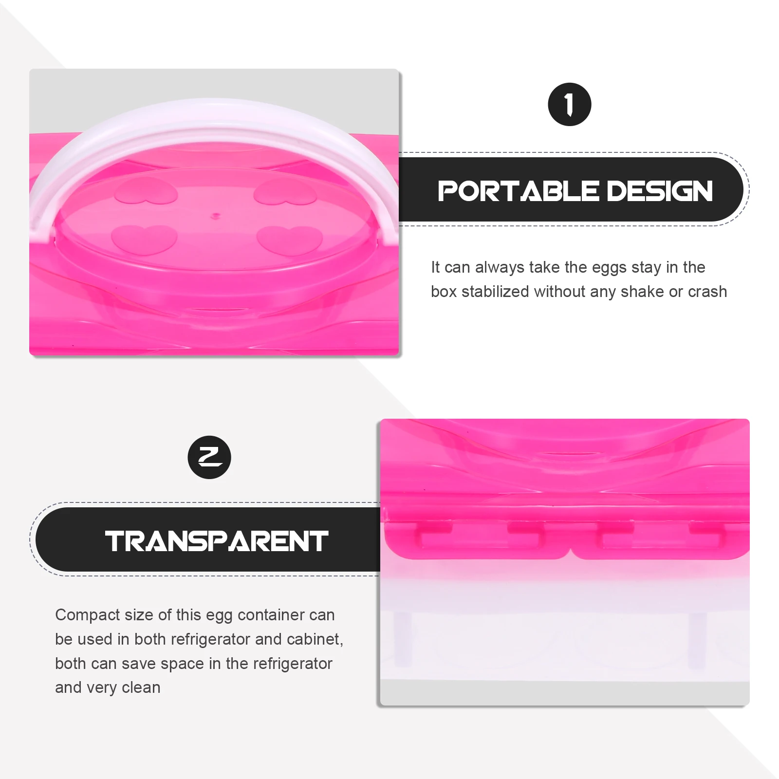 

Storage Box Compact Stackable Reusable Container ganizer for Refrigerator Cabinet Freezer Rosy Plastic Travel