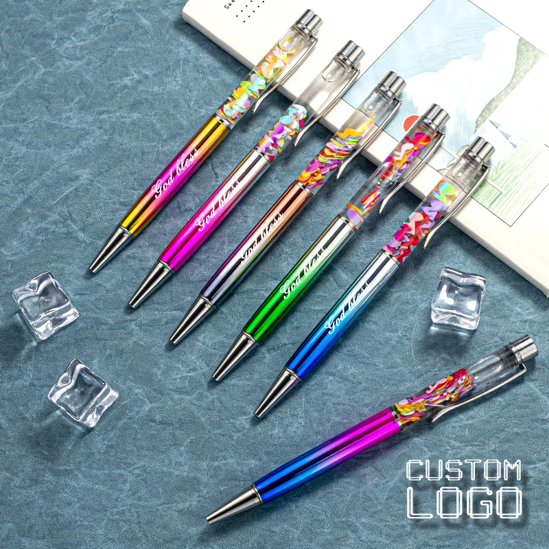 Personalized Laser Engraved LOGO Musical Symbols Foil Metal Ball Point Pens Customized Advertising Gifts School Office Supplies