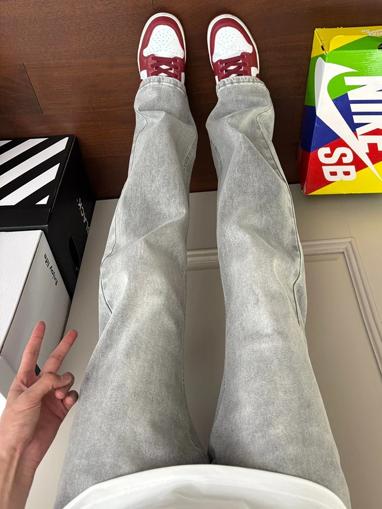 

Мужские джинсы American High Street: прямые, с высокой талией, эластичные, облегающие, с легким расклешением, Cleanfit