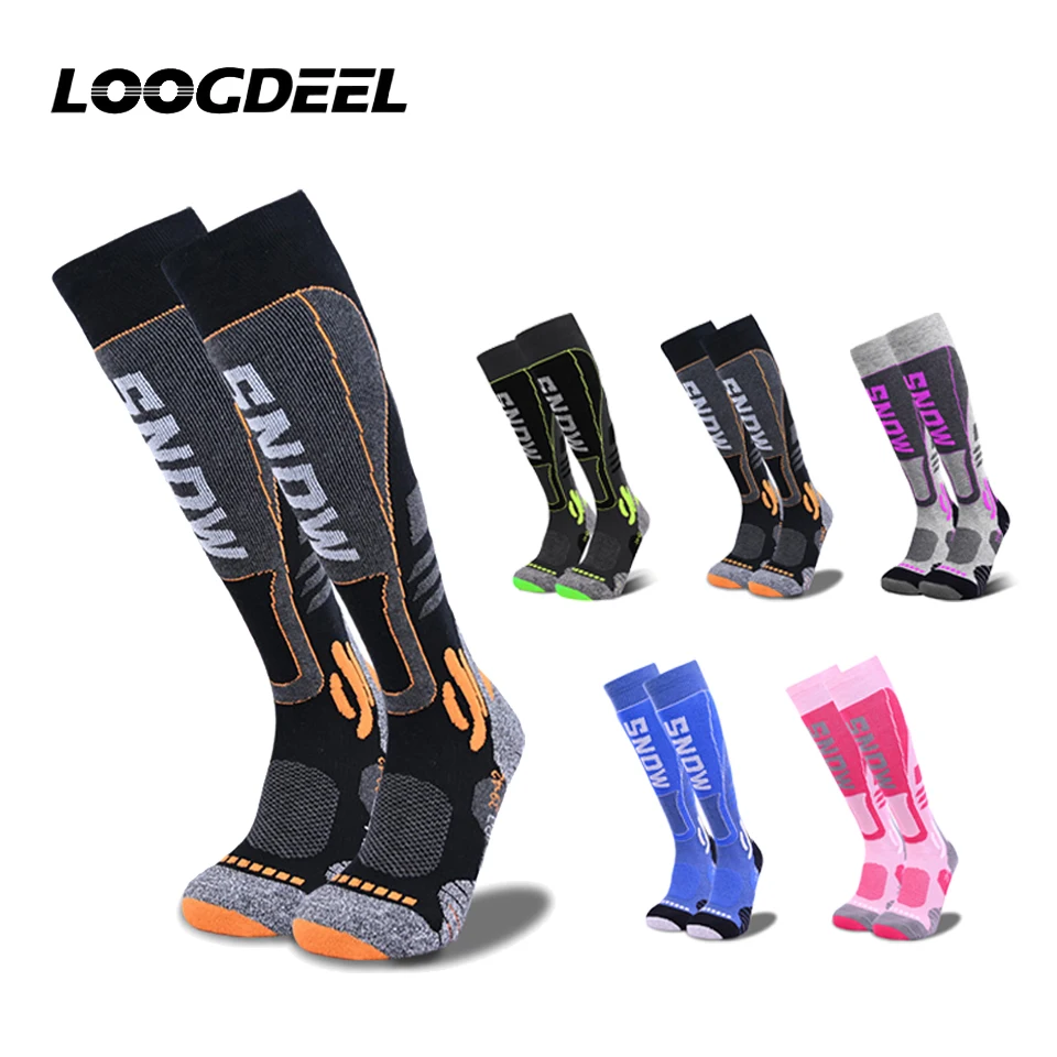 Loogdeel High Quality Merino Wool Knee High Long Ski Socks Winter Outdoor Thermal Hiking Snowboard Thicken Warm Sports Socks