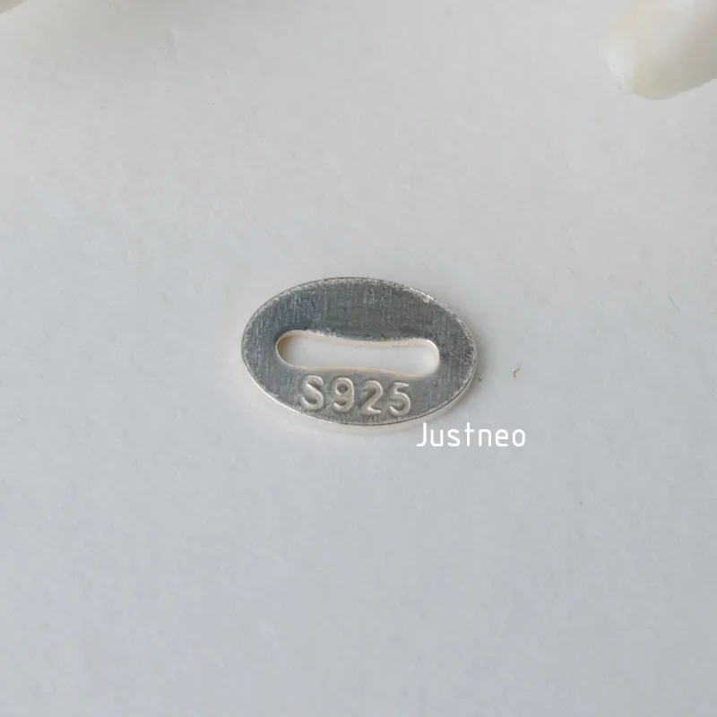 Stałe 925 Sterling Silver naszyjnik owalny koniec Tag złącze koralik — zdjęcie 3