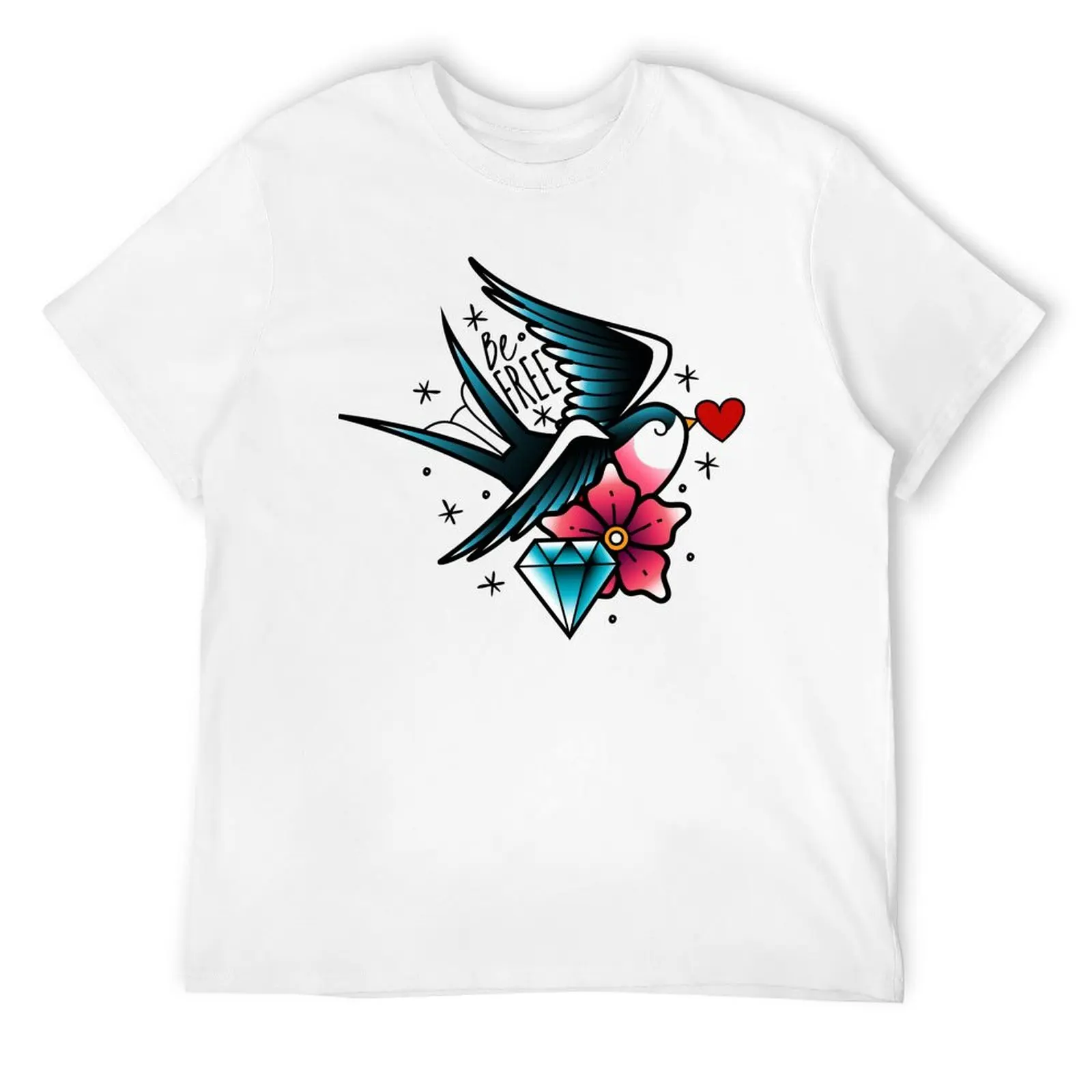 

traditional old school tattoo swallow T-Shirt kawaii clothes fashion shirts clothes for men