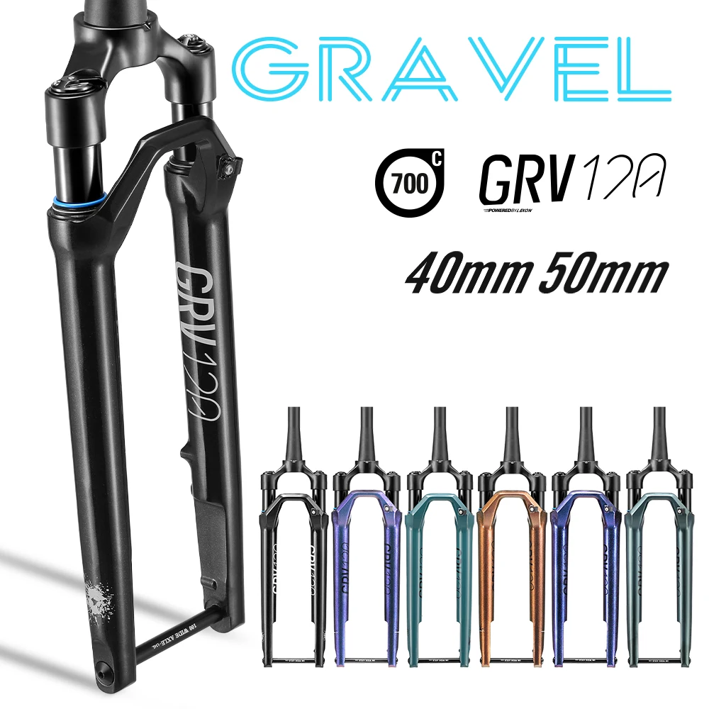 Lexon 700C Suspension Gravel Fork 40/50mm Travel E-Bike Ready Road Suspension Fork 12×100MM  E-Gravel Bicycle Front Fork