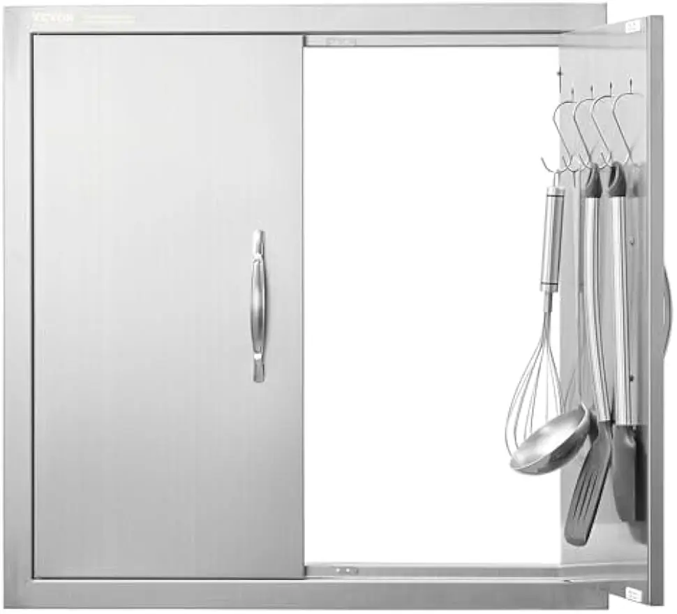 

Дверца доступа к барбекю из нержавеющей стали, двойное крепление для скрытой кухни на открытом воздухе 24x24 дюйма с ручками и крючками