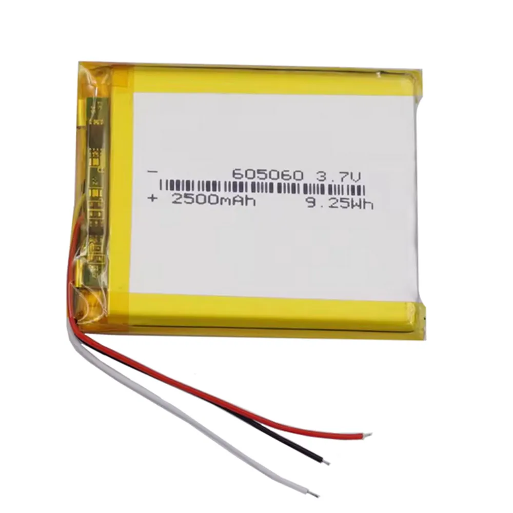 1-10pcs 3 Wires 3.7V 2500mAh 605060 Lithium Polymer Battery for MP3 MP4 MP5 GPS DVD Point Reading Machine Toy Bluetooth Headset