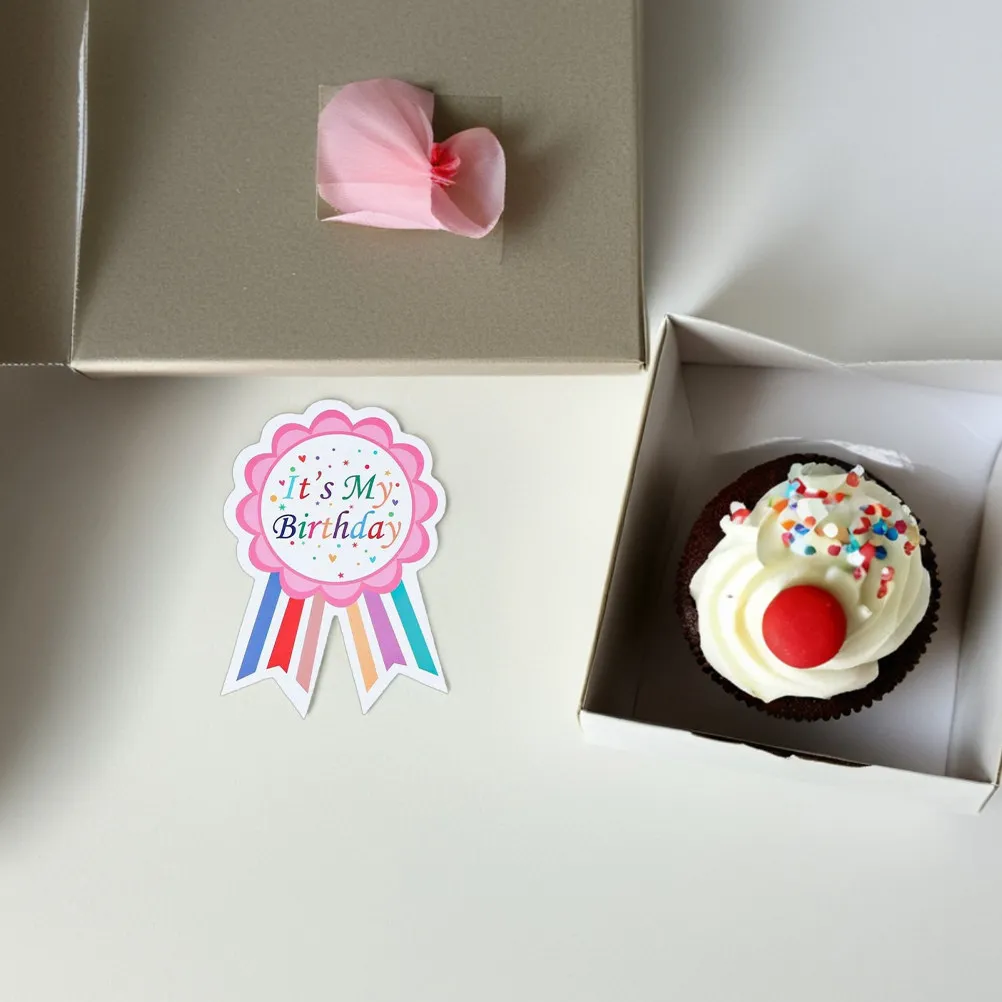 

200Pcs Happy Birthday Badge Stickers Self-Adhesive Birthday Party Stickers for Present Tags Goodie Bags Scrapbooking Cards