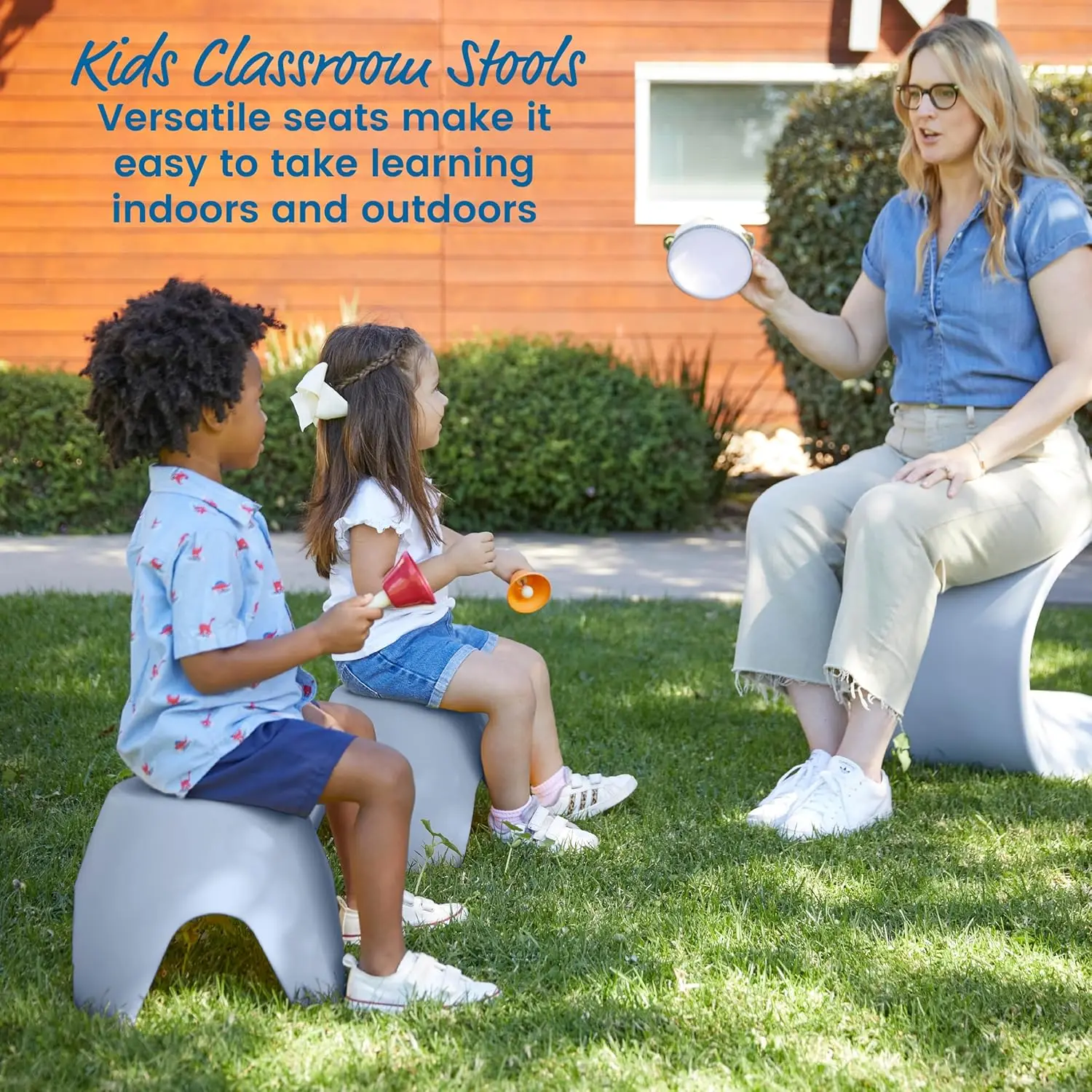 Conjunto de bancos, assento flexível, cinza claro, pacote com 4