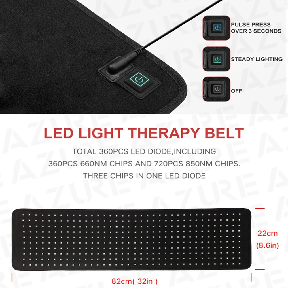 Dispositivo de terapia de luz vermelha com pulso Cinto de alívio da dor Penetração profunda Cinto muscular articular do corpo 660nm 850nm