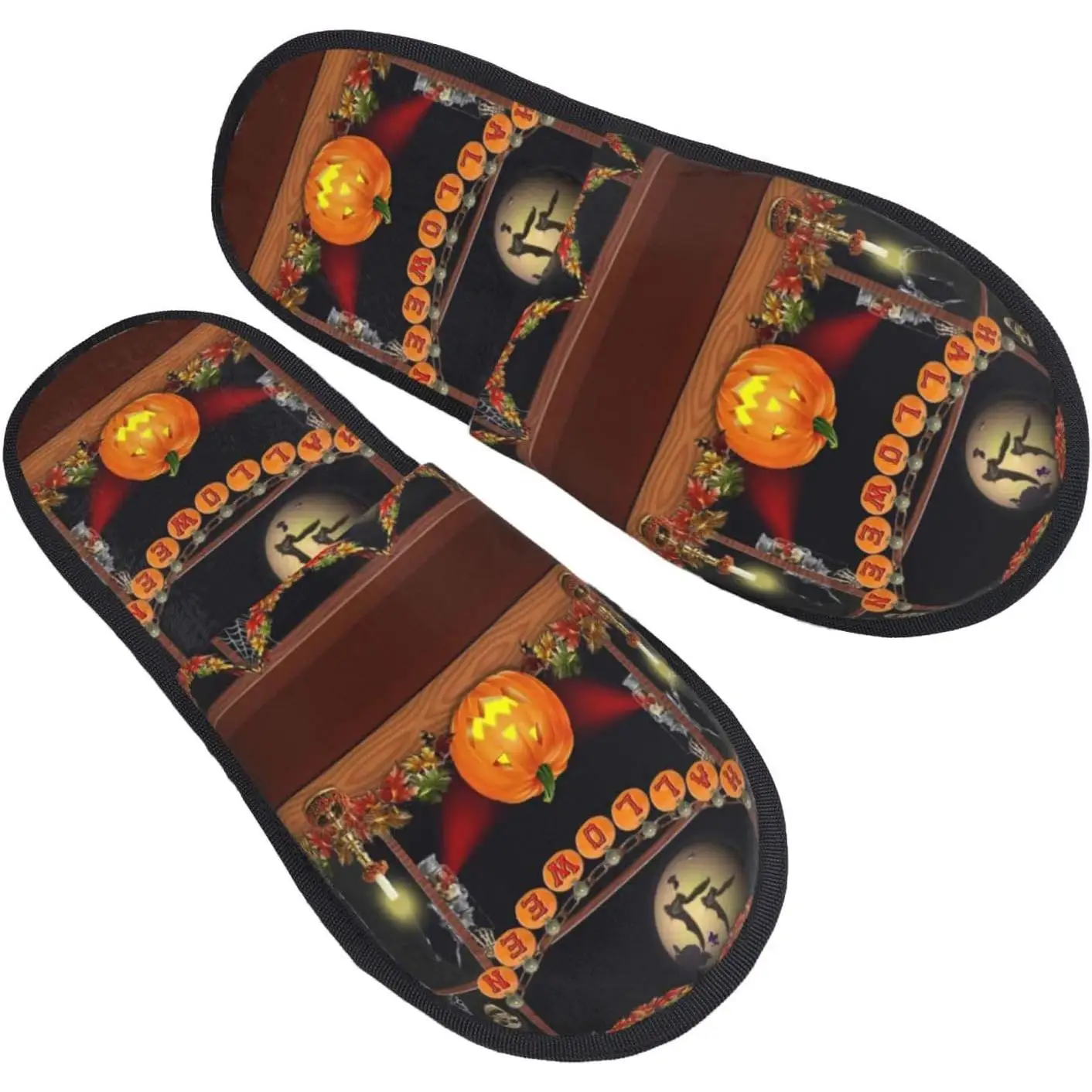 

Women'S Fuzzy Slippers Halloween Decoration Warm Furry Slippers With Non Slip Winter Slip-On Indoor Outdoor Plush House Slippers