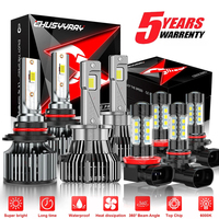 8x Canbus 9005 D2S H11 9145 LED Headlights & Fog Light & DRL Bulb Combo 12-24V 1500W 100000LM 6500K 1:1 Same Size Plug and play