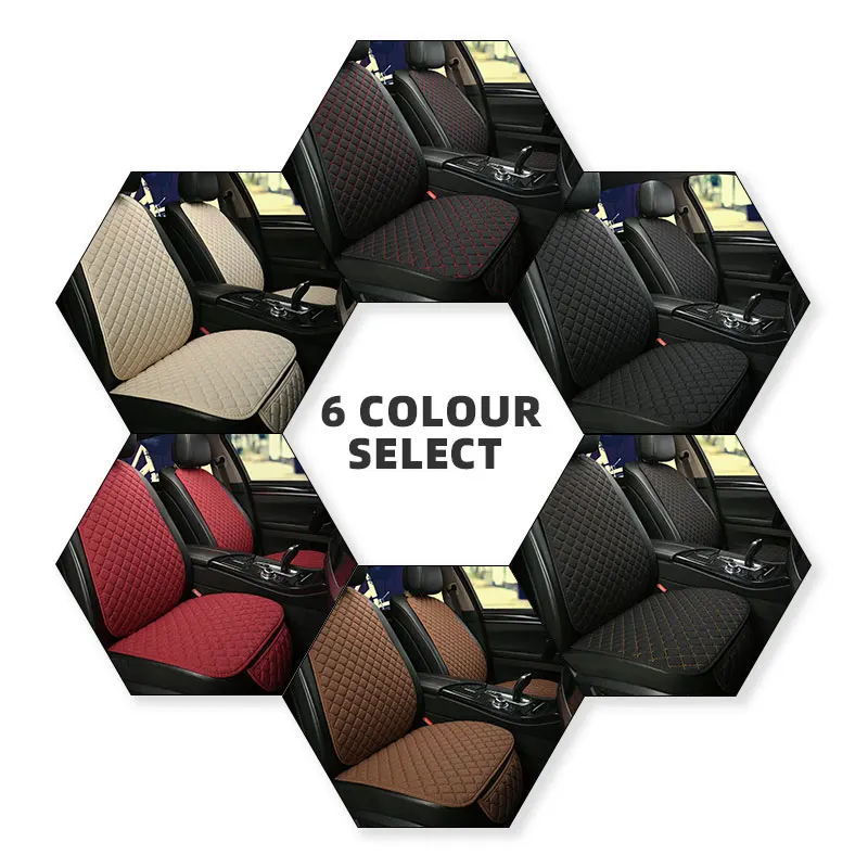 Summer Flax Universal Car Seat Cover Set Cushion Anti-Slip Breathable Protector Mat Pad Front Rear Seat Backrest Auto 4 Seasons