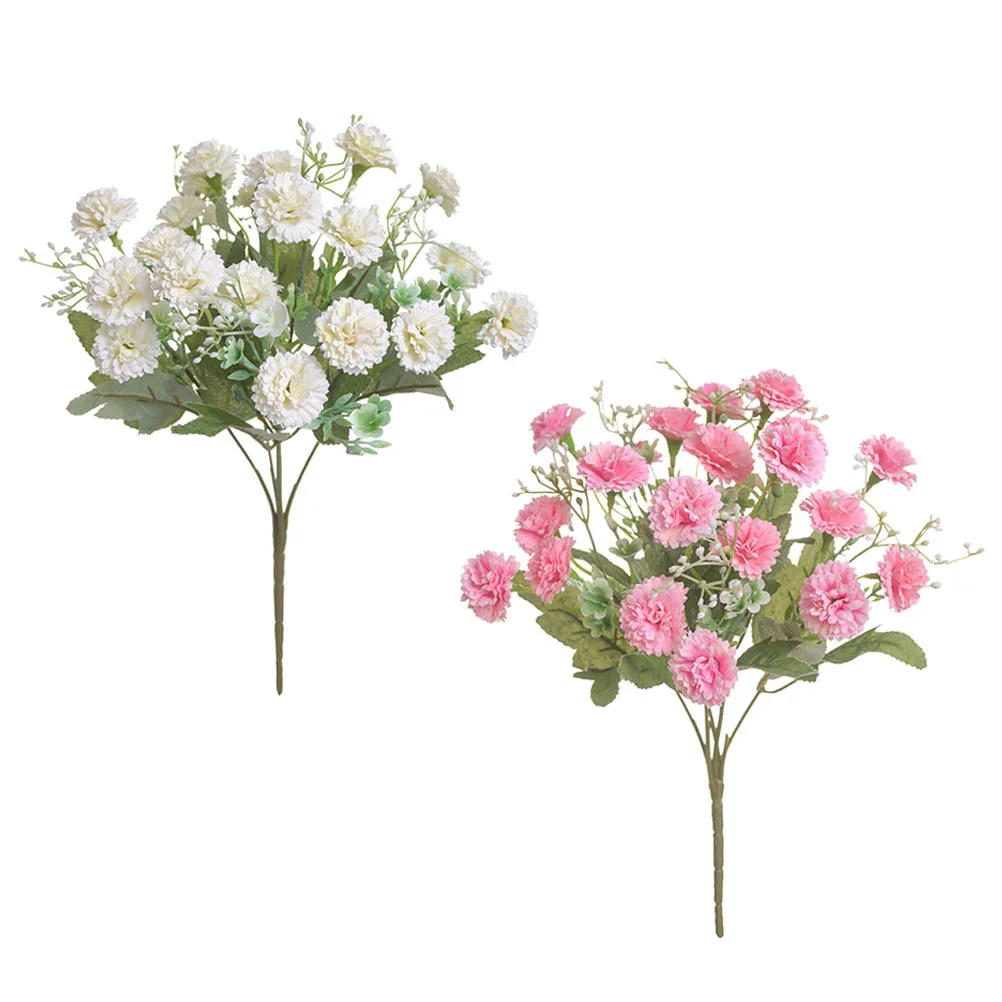 

2Pcs Realistic Artificial Carnation Flowers Uv Resistant Fake Flower Branches Elegant Decor for Living Room Bedroom Dining Table