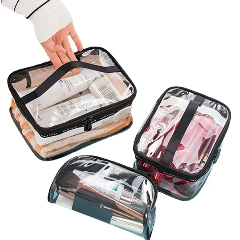

Waterproof Transparent PVC Bath Cosmetic Bag Women Make Up Case Travel Zipper Makeup Beauty Wash Organizer Toiletry Storage Kit