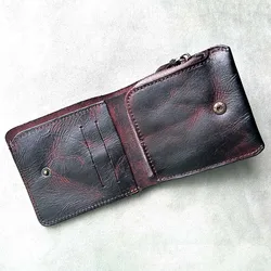 Handmade Tan Leather Wallets for Men with coin pocket Pure Leather Men Wallet with Coin Pocket Zipper Wallet