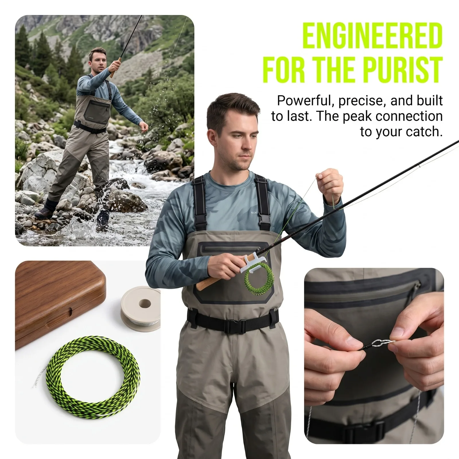 Línea de Pesca con Mosca Goture Tenkara de 11/12/13 Pies, Línea de Poliéster Flotante Preformada con Anzuelo de Transición para Pesca con Mosca en Ríos y Lagos