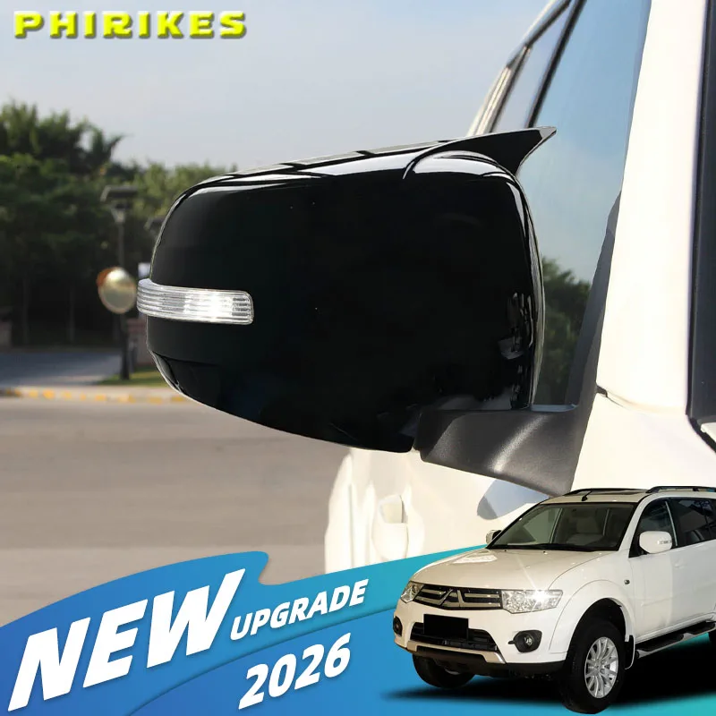 Glossy Black Car Side Rearview Mirror Decorate Cover Trim For Mitsu Pajero Sport 2009-2014 Exterior Accessories