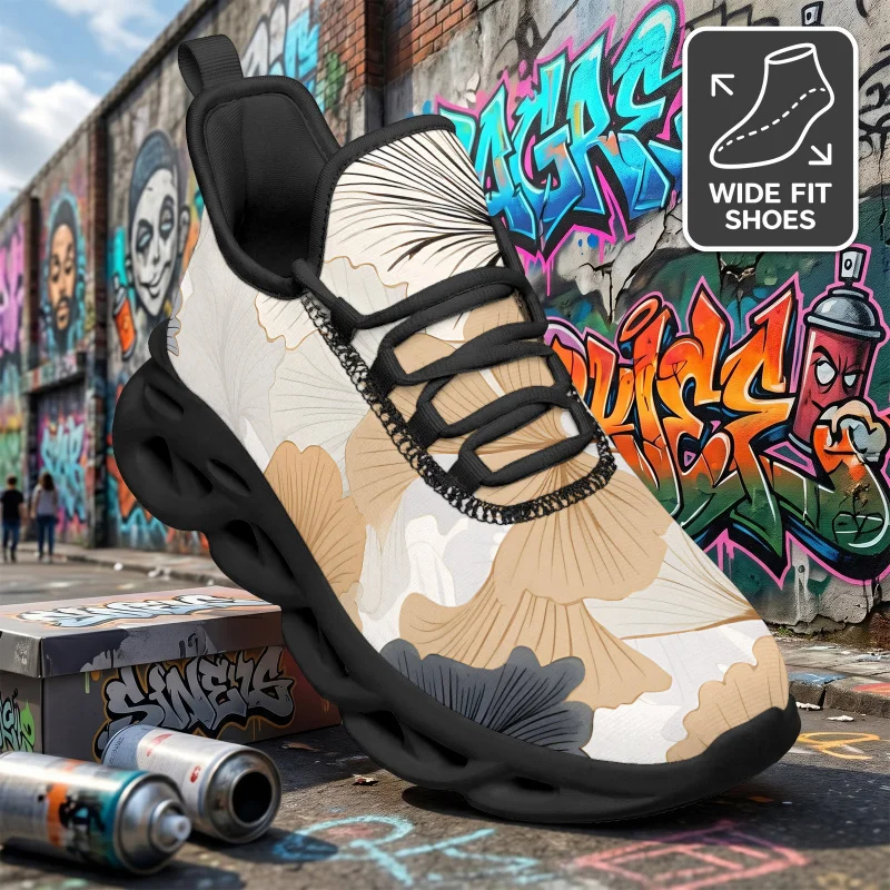Women's and Men's Wide-Fit Sports Shoes - Large size low-top minimalist ginkgo shoesLightweight sole and cushioned soleSuitabl