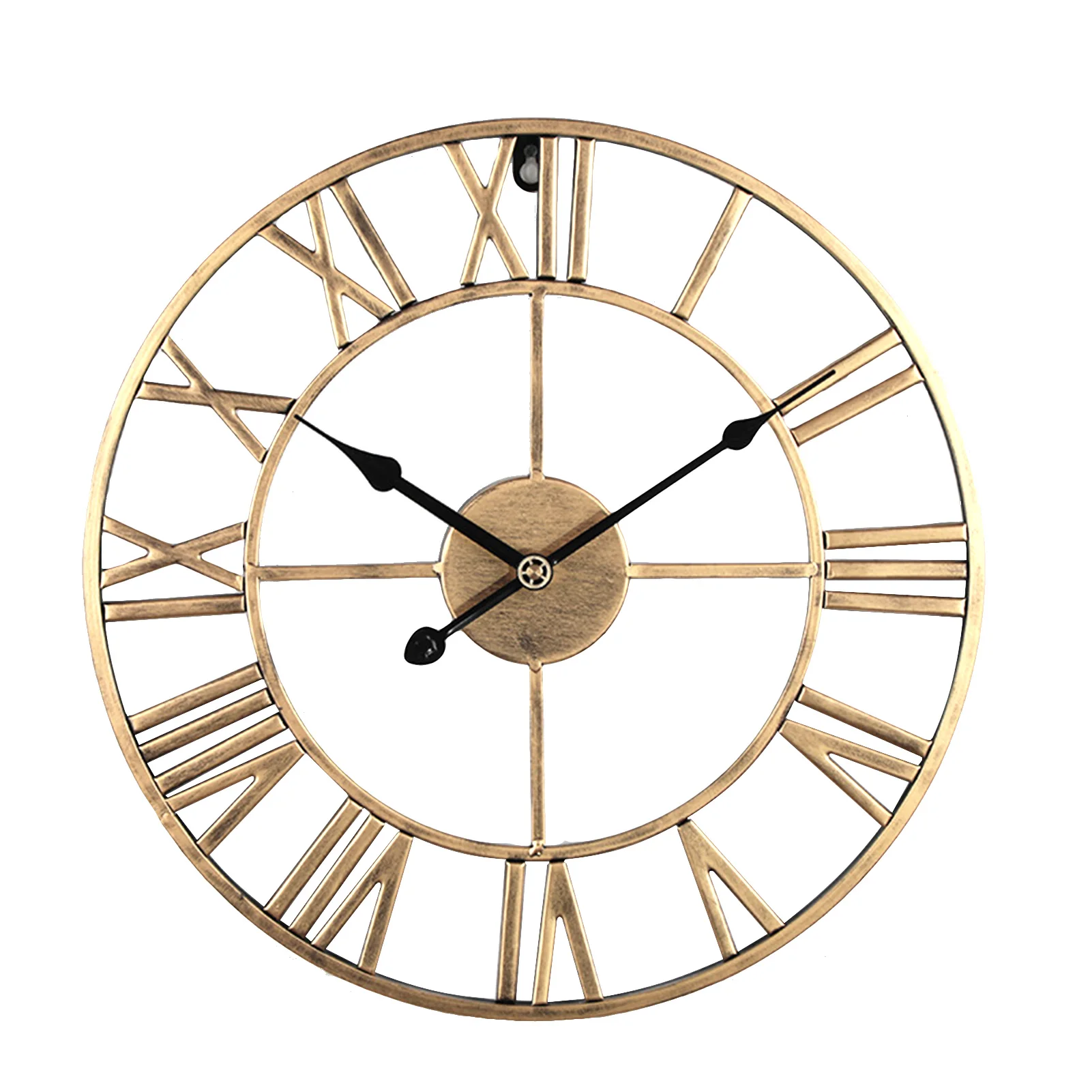 European Style Block Watch Simple Living Room  Gold Black Pointer Wrought Iron Mute Digital Wall Clock Decoration