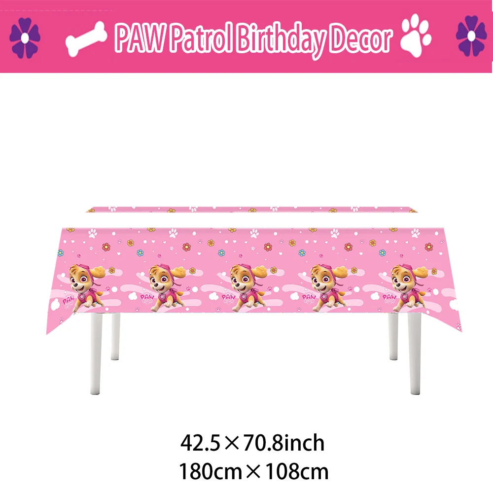 ชุดตกแต่งวันเกิดการ์ตูนพาวพาโทรล สีชมพู ลายสุนัขสกาย ชุดจานชามแก้วกระดาษแบบใช้แล้วทิ้ง ผ้าปูโต๊ะ สำหรับเด็กผู้หญิง งานเลี้ยงฉลองวันเกิดเด็ก