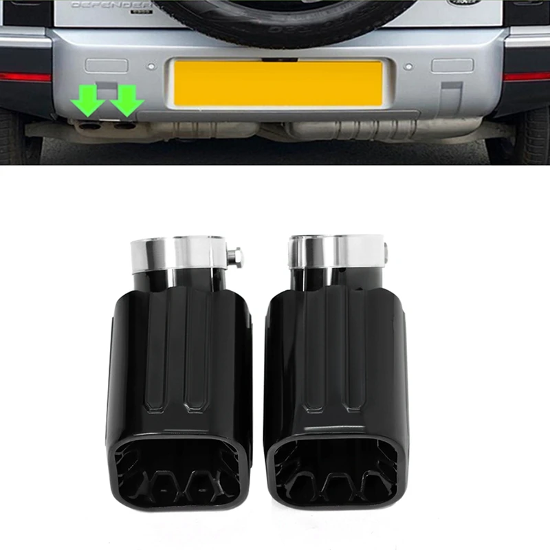 Car Exhaust Tip Tailpipe Stainless Steel Square Muffler Tip Nozzle For Land Rover Defender 90 110 L663 Diesel Version