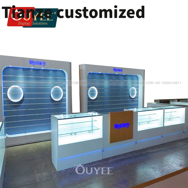 

Customized-Hookah Store Fixture Retail Display Counter Smoke Shop Display Racks Smoke Shop Showcase 6 Feet