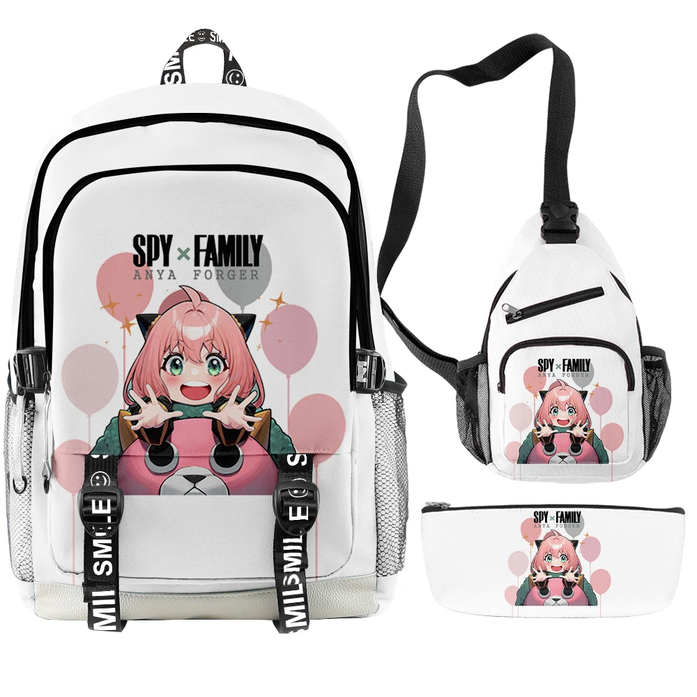 Youthful Spy X Family Anya Forger 3D Print 3pcs/Set Oxford Waterproof Notebook multifunction Backpacks Chest Bag Pencil Case