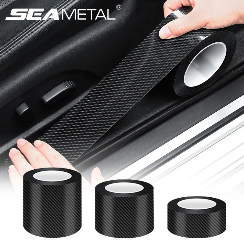 SEAMETAL Carbon Fiber Car Threshold Protector Sticker 5D Anti Scratch Door Edge Protective Film Waterproof Nano Tape for Car