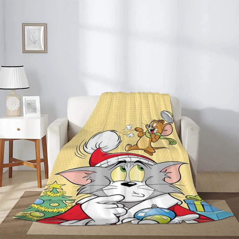 

Cute Children's Blanket Sofa Winter T-Tom Cat J-Jerry Fluffy Soft Blankets & Throws Cartoon Microfiber Bedding Knee Warm Fleece