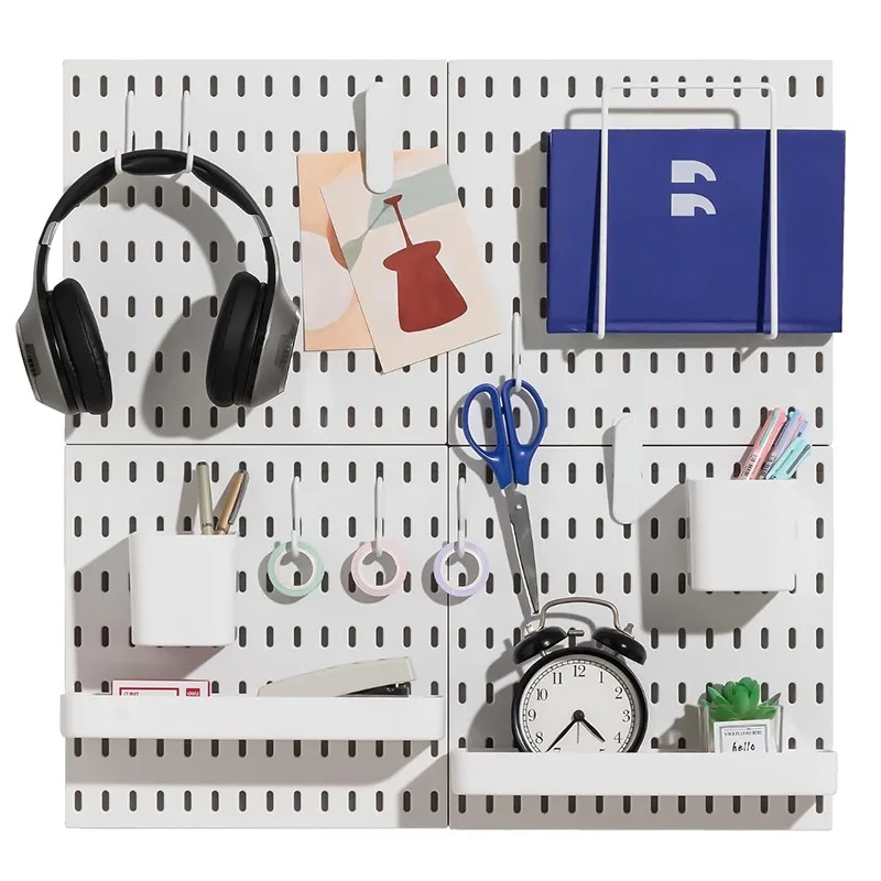 

No Drill Adhesive Pegboard Wall Organizer Storage Shelf Kitchen Bathroom Dorm Adjustable Hooks