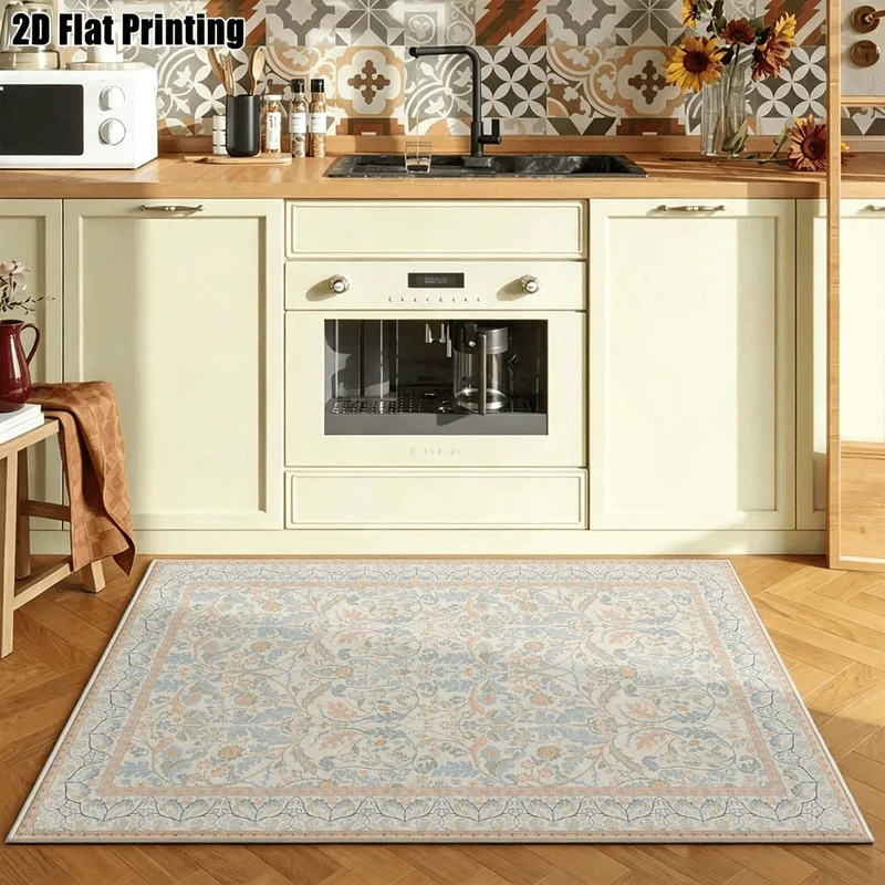 1Pc Morandi Retro European Palace Floral Carpet, Bohemian Style Decorative Floor Mat, Suitable for Living Room, Bedroom, Dining Room, Bedside, Indoor and Terrace, Home Decoration Accessories