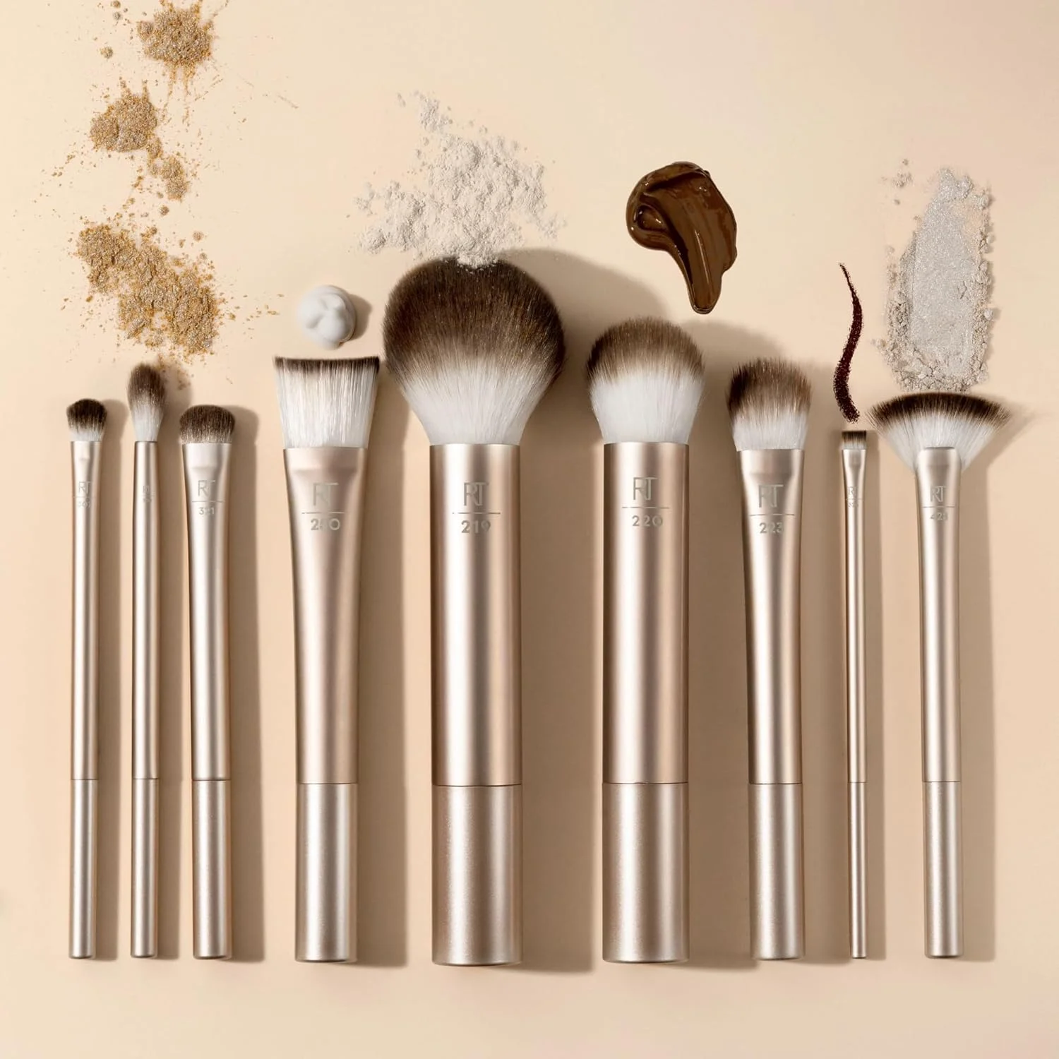 

Au Naturale 9 Piece Makeup Brush Set, For Liquid, Cream, & Powder Foundation, Eyeshadow, Blush, & , Quality Face Brushes, Gift