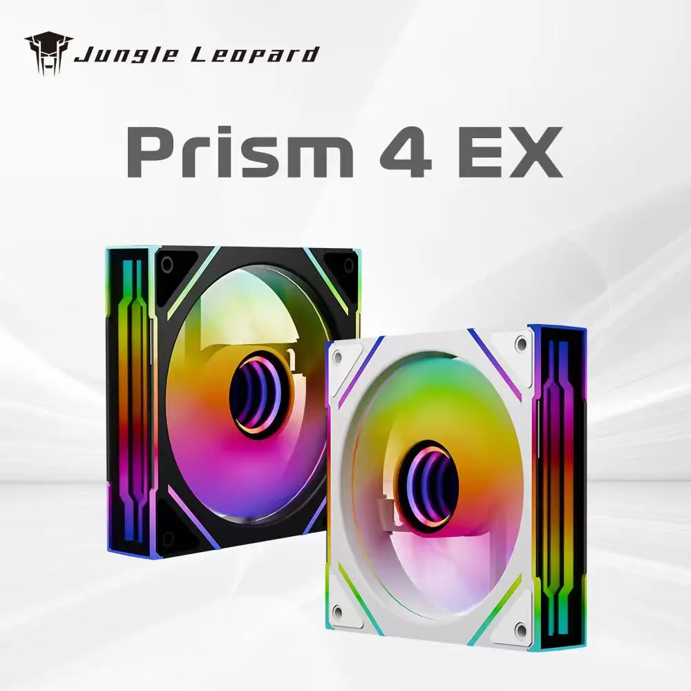 

120mm Silent ARGB PC Case Fan with Side-Projection Infinite Mirror, 5V 3Pin PWM Addressable RGB Sync - Jungle Leopard Prism 4 EX