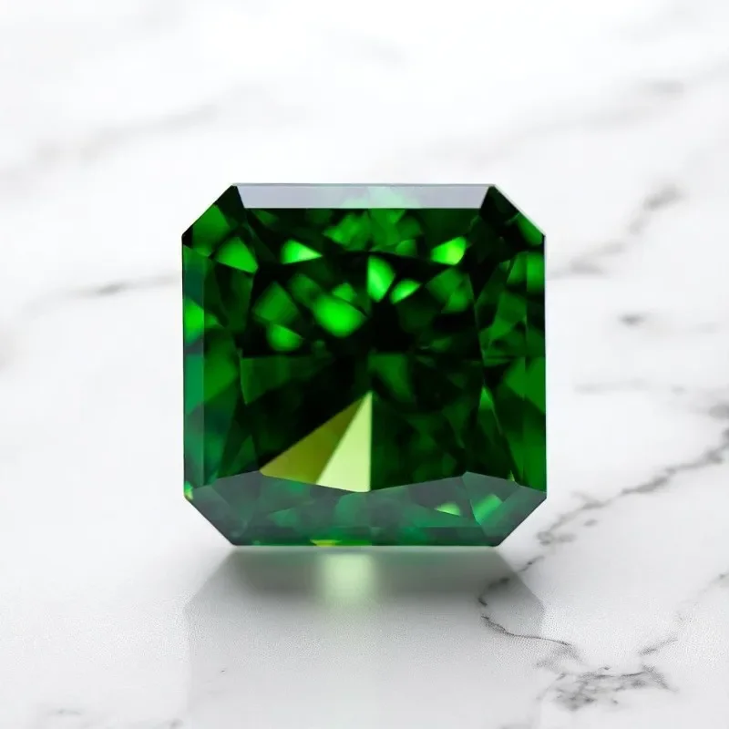 

Grade Emerald Color Asscher Cut 4K Crushed Ice CZ Gemstones - Synthetic for High-Quality Jewelry Making